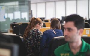 at the office
