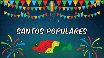 Cartoon illustration of Santos Populares street decorations in Portugal