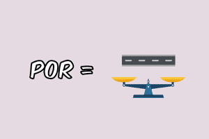 Road and scales representing Por in Portuguese