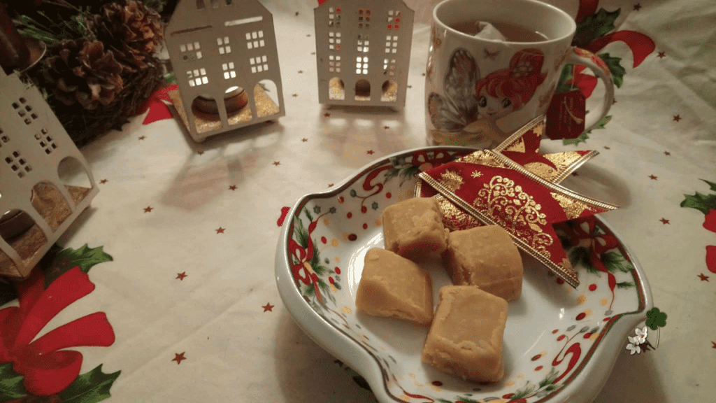 a plate of Scottish tablet (fudge)