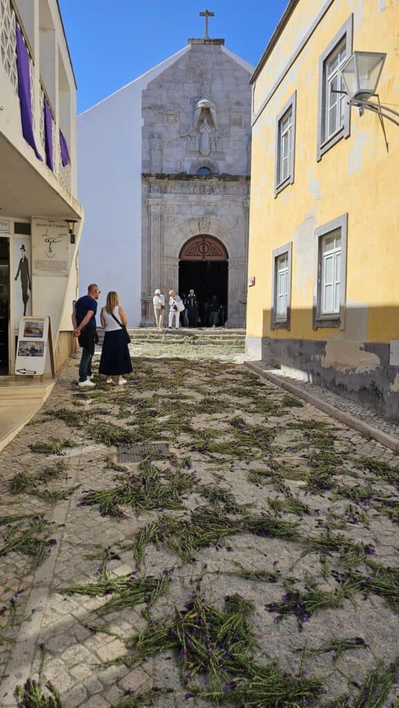 Portuguese Palm Sunday branches prepared for church blessing