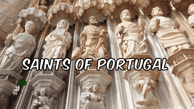 Illustration showing saints and blessed figures from Portugal