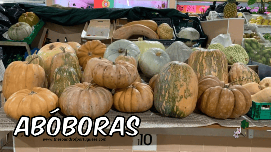 Pumpkins in Portuguese: abóboras