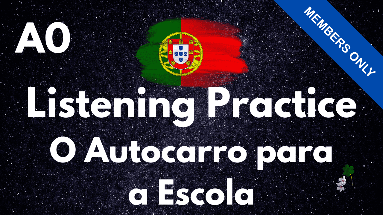 Image of a bus with Portuguese flag for listening practice in Portuguese language learning.