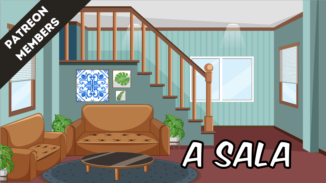 picture of a living room with the portuguese words "a sala"