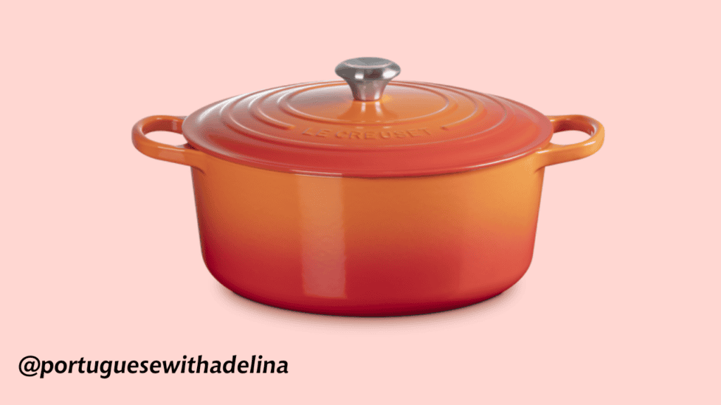 Red caçarola pot for cooking traditional Portuguese dishes