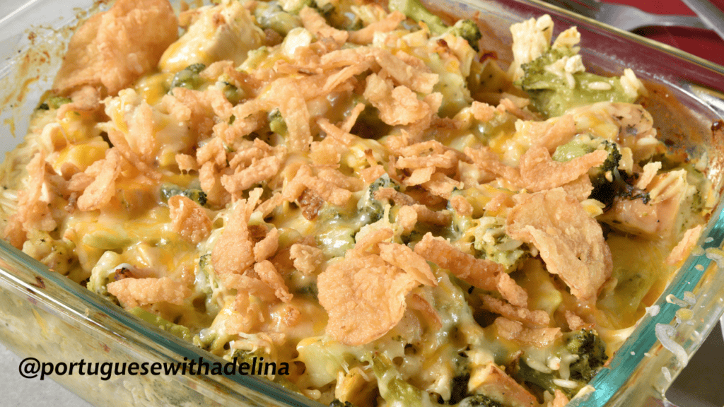 American-style baked casserole in an oven dish