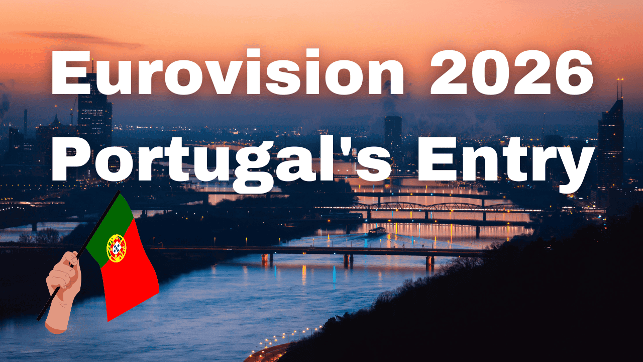 Portugal's Eurovision 2026 entry with a hand holding the Portuguese flag.