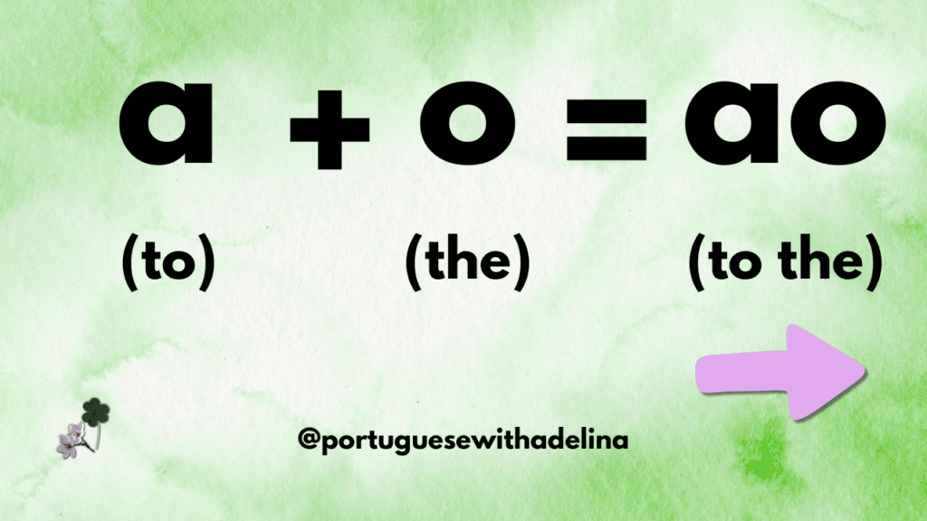 Explanation of AO and À in European Portuguese with visual example.