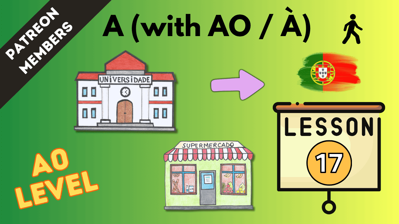 Explanation of using AO and À in European Portuguese with examples.